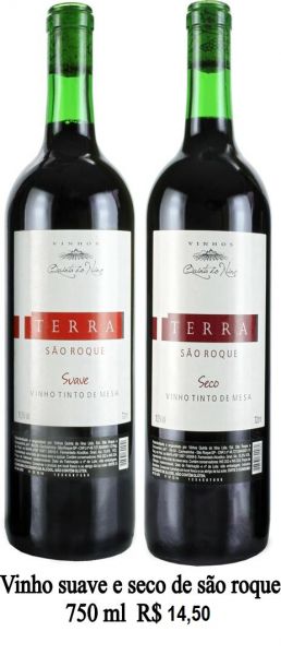 Bebida vinho tinto suave ou seco sao roque de 750 ml