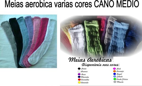 Meias aerobica cano medio varias cores