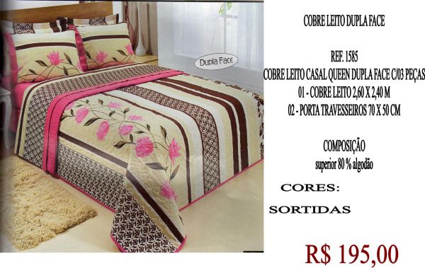 REF. 1585  COBRE LEITO DUPLA FACE COM 03 PEÇAS