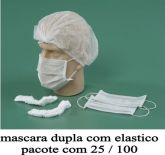 MASCARA DUPLA COM ELASTICO PACOTE COM 100 PÇ