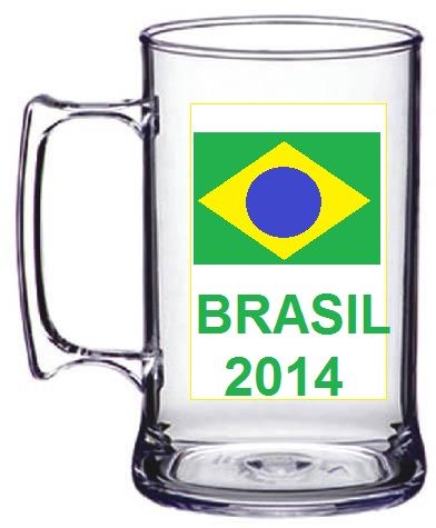 COPA 2014 - Caneca de acrilico 340 ml  tema brasil