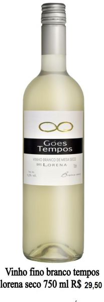 Bebida vinho fino branco tempos lorena seco de 750 ml